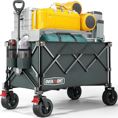 Overmont Faltbar Bollerwagen Klappbar Handwagen - mit Geländegängige Breite Räder - bis 150 kg Tragkraft - für Camping Sport Einkaufen Garten Grau Overmont Faltbar Bollerwagen Klappbar Handwagen - mit Geländegängige Breite Räder - bis 150 kg Tragkraft - für Camping Sport Einkaufen Garten Grau von OVERMONT