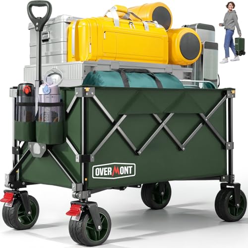 Overmont Faltbar Bollerwagen Klappbar Handwagen - mit Geländegängige Breite Räder - bis 150 kg Tragkraft - für Camping Sport Einkaufen Garten Grün Overmont Faltbar Bollerwagen Klappbar Handwagen - mit Geländegängige Breite Räder - bis 150 kg Tragkraft - für Camping Sport Einkaufen Garten Grün von OVERMONT