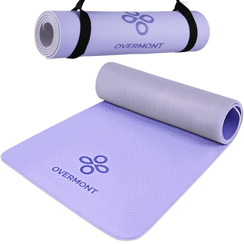 Overmont Yogamatte Rutschfest 8mm Dicke - Gymnastikmatte 183 x 61cm - Fitnessmatte Gepolstert mit Tragegurt TPE - Trainingsmatte für Yoga Gymnastik Fitness Pilates von OVERMONT