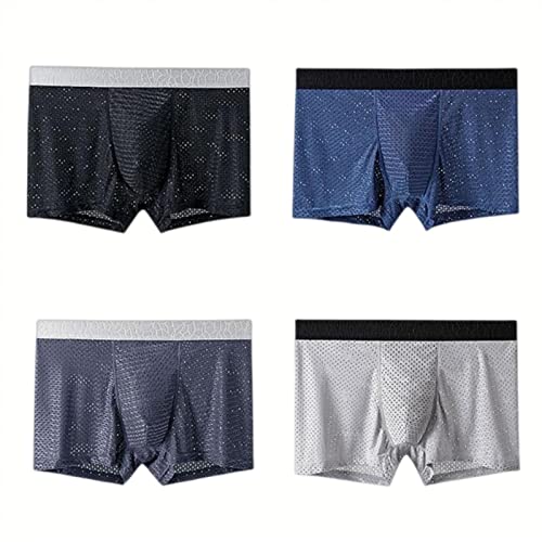 OVLAJ Boxershorts Herren 4Pc Ice Silk Mens Unterwäsche Mesh Graphen Plus-Size Boxer Sommer Atmungsaktiv-01,L OVLAJ Boxershorts Herren 4Pc Ice Silk Mens Unterwäsche Mesh Graphen Plus-Size Boxer Sommer Atmungsaktiv-01,L von OVLAJ