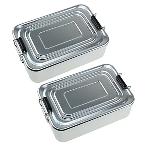 OWERGUG 2X Wärme Dämmung Mittagessen Box Rostfreier Stahl Isolierte TräGer Bento Box Wandern Camping Essen Box Silber von OWERGUG