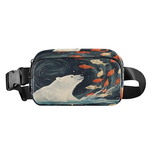 Bauchtasche mit Eisbär und fliegenden Fischen, Outdoor-Gürteltasche, Crossbody-Bauchtasche, mehrfarbig, Einheitsgröße, Casual von OWFKAY