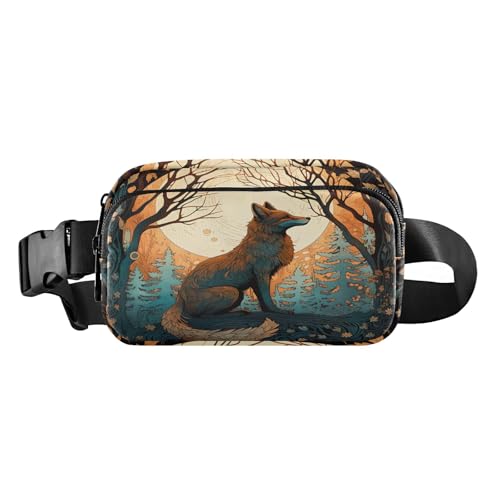 Gürteltasche Fuchs im Wald im Sonnenuntergang Outdoor Bauchtasche Crossbody Bauchtasche, mehrfarbig, Einheitsgröße, Casual von OWFKAY