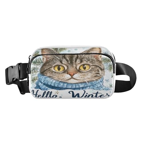 Gürteltasche Hello Winter Cat Outdoor Bauchtasche Crossbody Bauchtasche, mehrfarbig, Einheitsgröße, Casual von OWFKAY