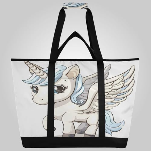 Isolierte Kühltasche, niedlich, lächelnd, Cartoon, Pegasus, faltbar, wiederverwendbar, Lebensmitteltasche von OWFKAY