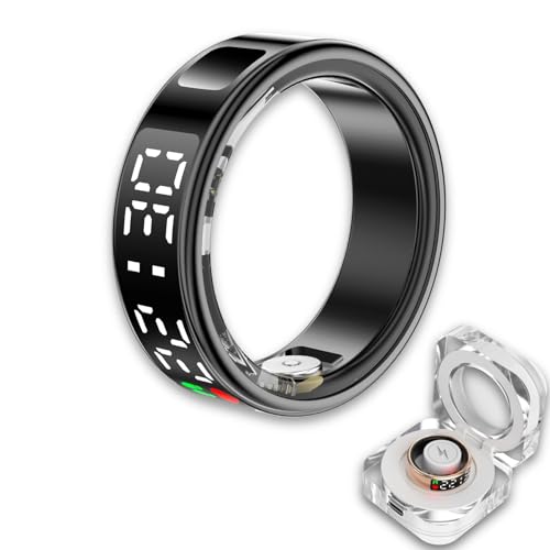 Smart Ring Health Tracker, tragbarer Schlaf-Herzfrequenz-Schritt-Blutsauerstoff-Blutdruck-Tracker, IP68 wasserdichter Smart-Ring mit LED-Bildschirm, um alle Ihre wichtigen Gesundheitsindikatoren zu von OWILIWO