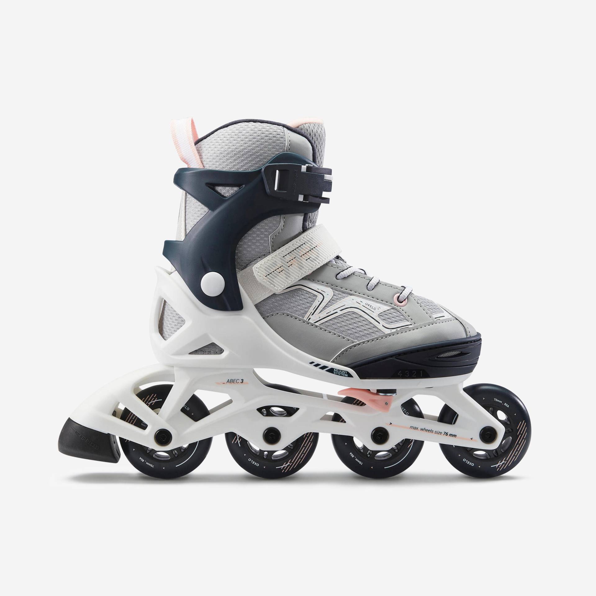 Inline Skates Kinder Fitness FIT3 größenverstellbar Abyss grau von OXELO