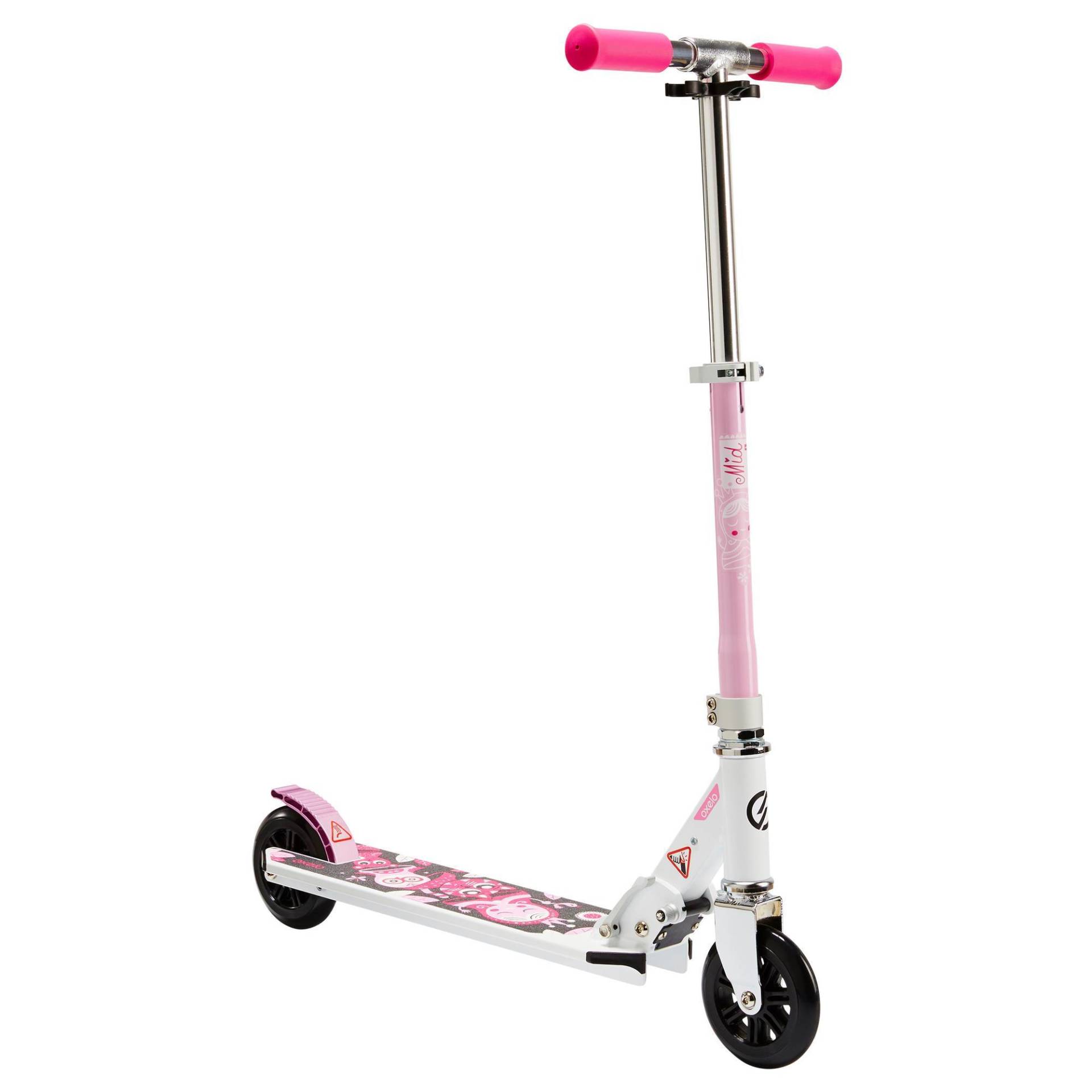 Scooter Roller Kinder Mid 1 weiss/rosa von OXELO