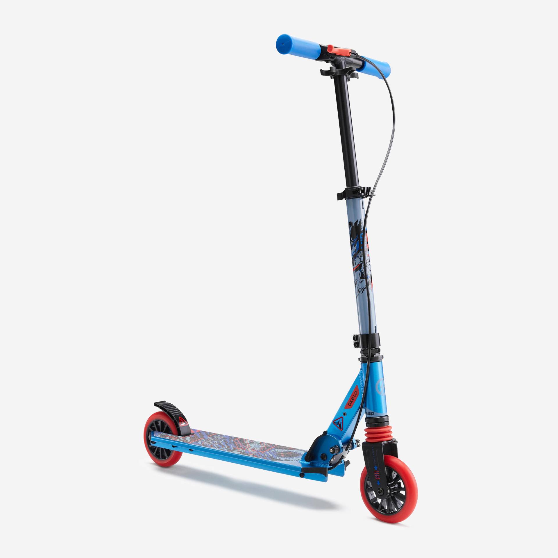 Scooter Tretroller Kinder mit Federung und Lenkerbremse - MID5 blau Scooter Tretroller Kinder mit Federung und Lenkerbremse - MID5 blau von OXELO