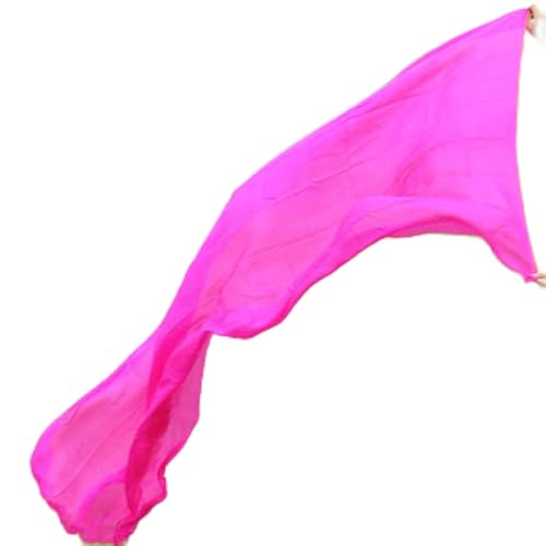 OXOLAMRIN Seide Bauchtanz Handschal,Chiffon Tanzen Schleier, Echte Seide Bauchtanz Schleier 1 Pc Bauchtanz Zubehör Bauchtanz Schleier Schal Schal Tanz Praxis Bühne Leistung Schleier(Rose,200x90cm) von OXOLAMRIN