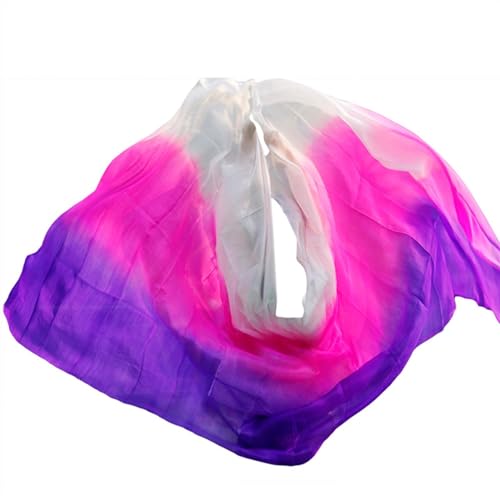 Seide Bauchtanz Handschal,Chiffon Tanzen Schleier, Bauchtanz Schleier Schal Damen Schal Kostüm Accessoire Handgefertigter gefärbter Schleier aus reiner natürlicher Seide(Color 18-dz,S- 200X90cm) von OXOLAMRIN