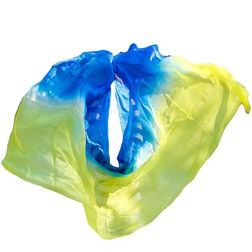 Seide Bauchtanz Handschal,Chiffon Tanzen Schleier, Bauchtanz-Schleier aus echter Seide, Bauchtanz-Zubehör, Handschal, Tücher, individuell gestaltete Bauchtänzerin, Bühnen-Performance-Requisite(Blue Li von OXOLAMRIN