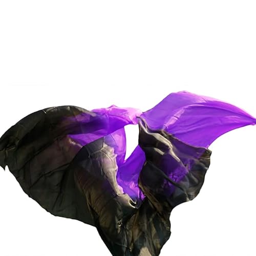 Seide Bauchtanz Handschal,Chiffon Tanzen Schleier, Bauchtanz-Schleier aus echter Seide, Bauchtanz-Zubehör, Handschal, Tücher, individuell gestaltete Bauchtänzerin, Bühnen-Performance-Requisite(Purple von OXOLAMRIN