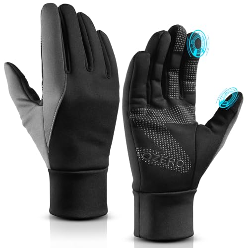 OZERO Damen Wasserdicht Thermohandschuhe, Touchscreen Winterhandschuhe Fahrhandschuhe Fahrradhandschuhe Laufhandschuhe Schwarz von OZERO