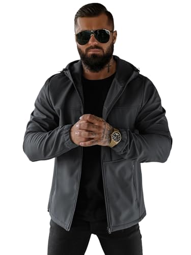 OZONEE Herren Softshell Jacke Regenjacke Wasserdicht Atmungsaktiv Softshelljacke Übergangsjacke Winterjacke Windbreaker Skijacke Winter Kapuze Herrenjacke Outdoor 777/6613K/5 DUNKELGRAU 2XL OZONEE Herren Softshell Jacke Regenjacke Wasserdicht Atmungsaktiv Softshelljacke Übergangsjacke Winterjacke Windbreaker Skijacke Winter Kapuze Herrenjacke Outdoor 777/6613K/5 DUNKELGRAU 2XL von OZONEE