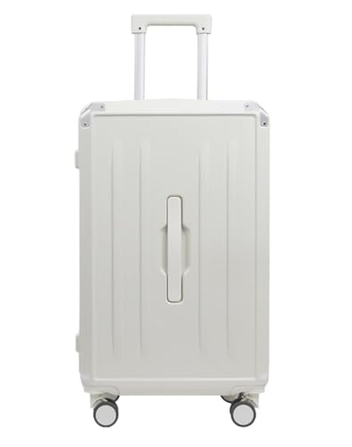 OZSSLJJ Koffer mit Getränkehalter USB Spinner Räder Hartschalengepäck Handgepäck Gepäck Handgepäck(White,28inch) von OZSSLJJ