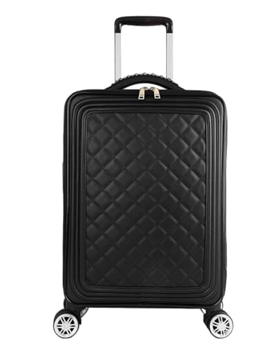 OZSSLJJ Tragbares Reisegepäck, weiches, aufrechtes, Robustes Gepäck mit 4 Spinner-Rädern, Handgepäck for Damen(Black,24inch) von OZSSLJJ