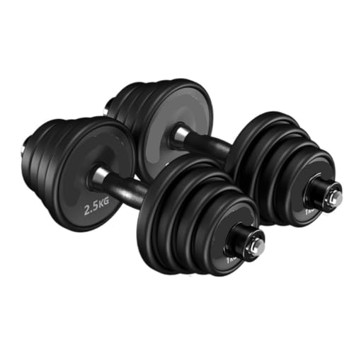 OZWYCY Dumbells Hantel Herren Fitness Home Einstellbare Gewicht Hantel Langhantel Set Kombination EIN Paar Mit Gummierte Kurzhantel(Black,30kg) von OZWYCY