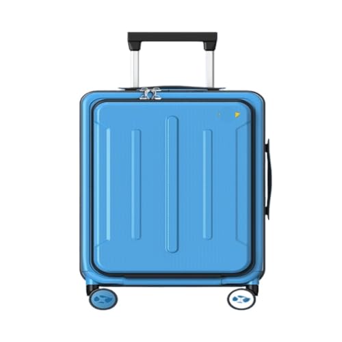 OZWYCY Rollkoffer 20-Zoll-Front-Flip-Koffer, Multifunktionaler Trolley-Koffer for Herren Und Damen, Merchant Boarding-Koffer Reisekoffer(Blue) von OZWYCY