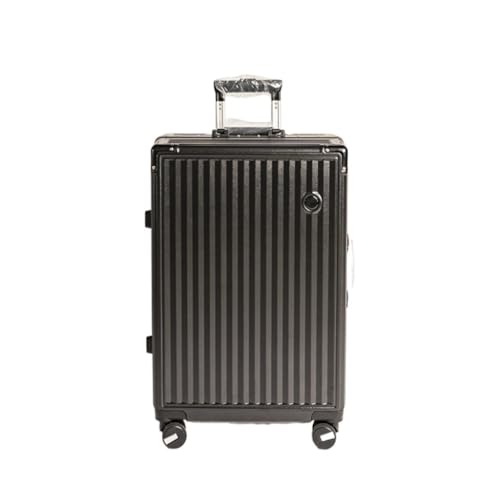 OZWYCY Rollkoffer 24-Zoll-Universal-Trolley mit Aluminiumrahmen, großes Fassungsvermögen, Zollschloss-Koffer, geräuschloses Universalrad Reisekoffer(Black) von OZWYCY