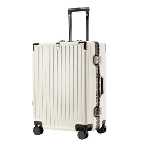 OZWYCY Rollkoffer Aluminiumrahmen-Koffer for Männer Und Frauen, Leiser Universal-Rollen-Trolley, Studenten-Reisecode-Box Reisekoffer(White) von OZWYCY