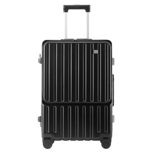 OZWYCY Rollkoffer Frontöffnungsbox, Rahmen Aus Aluminiumlegierung, Herrenkoffer, Hohes Gepäck, Codebox, Universal-Rad-Trolley Reisekoffer(Black,26in) von OZWYCY