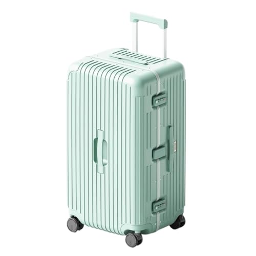 OZWYCY Rollkoffer Gepäck, verdickter und Stabiler Aluminiumrahmen-Koffer, Herren- und Damen-Trolley, codierter Lederkoffer Reisekoffer(Green,30in) von OZWYCY