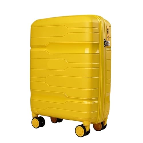 OZWYCY Rollkoffer Gepäck 20-Zoll-Boarding-Koffer, minimalistischer Passwort-Koffer, 24-Zoll-Universal-Rollen-Trolley-Koffer Reisekoffer(Yellow,20in) von OZWYCY