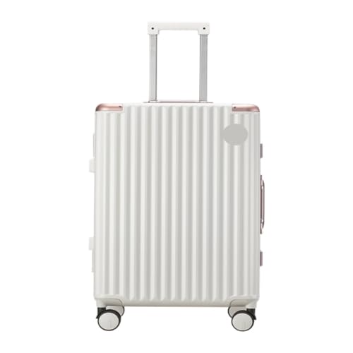 OZWYCY Rollkoffer Gepäck Wasserdicht Universal Rad Muster Aluminium Rahmen Trolley Modische Gepäck Passwort Box Reisekoffer(White,24in) von OZWYCY