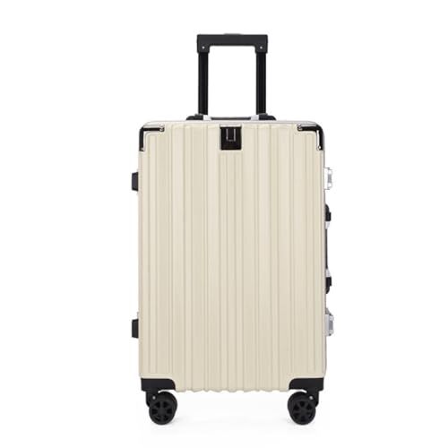 OZWYCY Rollkoffer Herren- Und Damenkoffer Mit Aluminiumrahmen, Geräuschloser Universal-Rad-Trolley-Koffer, Boarding-Koffer for Erwachsene Reisekoffer(White) von OZWYCY