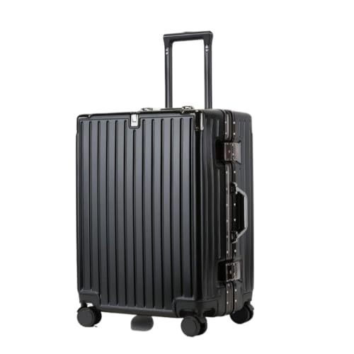 OZWYCY Rollkoffer Herren- und Damen-Aluminiumrahmen-Koffer, Trolley-Koffer, Boarding-Koffer, geräuschlos, Universal-Rad, Passwort-Box Reisekoffer(Black,24) von OZWYCY