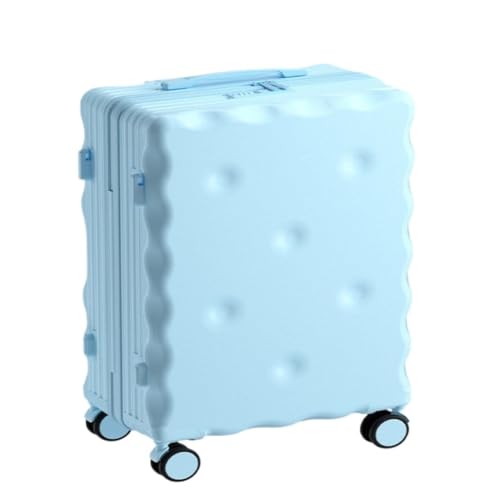 OZWYCY Rollkoffer Keks-Koffer, Passwortbox for Studenten, 20 Zoll, Bordkoffer, Reise-Trolley, 26 Zoll, Mit Getränkehalter Reisekoffer(Blue,24) von OZWYCY