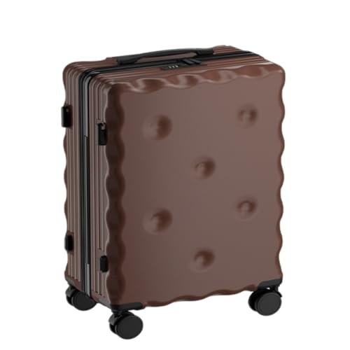 OZWYCY Rollkoffer Keks-Koffer, Passwortbox for Studenten, 20 Zoll, Bordkoffer, Reise-Trolley, 26 Zoll, Mit Getränkehalter Reisekoffer(Brown,20) von OZWYCY