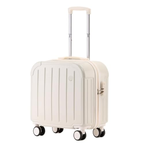 OZWYCY Rollkoffer Kleiner 18-Zoll-Koffer for Männer und Frauen, Kleiner Leichter Trolley-Koffer, Boarding-Code-Box, Silent Box Reisekoffer(White) von OZWYCY