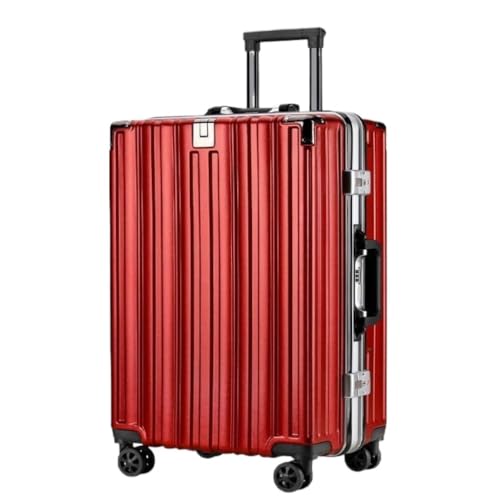 OZWYCY Rollkoffer Koffer Aluminiumlegierung Sitzkoffer Koffer Männer Und Frauen Schloss Trolley-Koffer Modischer Boarding-Koffer Reisekoffer(Red) von OZWYCY