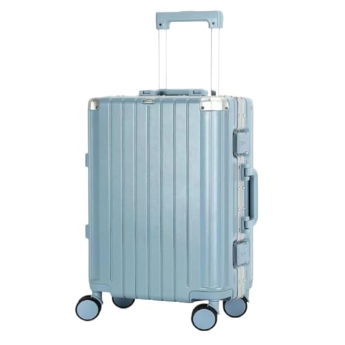 OZWYCY Rollkoffer Koffer Silent Universal Wheel Trolley Case Unisex Koffer Multifunktionaler Aluminiumrahmen Passwortbox Groß Reisekoffer(Blue,24in) von OZWYCY