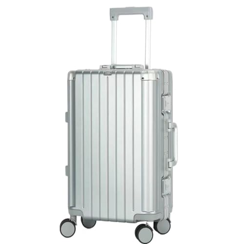 OZWYCY Rollkoffer Koffer Silent Universal Wheel Trolley Case Unisex Koffer Multifunktionaler Aluminiumrahmen Passwortbox Groß Reisekoffer(Silver,22in) von OZWYCY