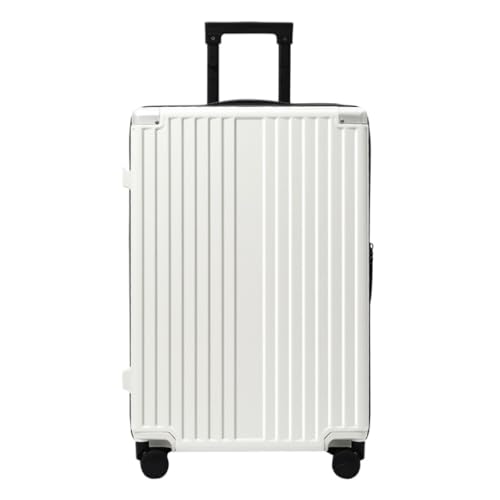 OZWYCY Rollkoffer Koffer Trolley-Koffer Getränkehalter Koffer Universalrad Passwortbox Lederkoffer Boarding-Koffer Reisekoffer(White,24in) von OZWYCY