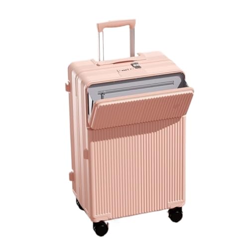 OZWYCY Rollkoffer Modischer, mit Reißverschluss vorne zu öffnender Trolley-Koffer for Männer und Frauen, großes Fassungsvermögen, multifunktionaler Boarding-Koffer Reisekoffer(Pink) von OZWYCY