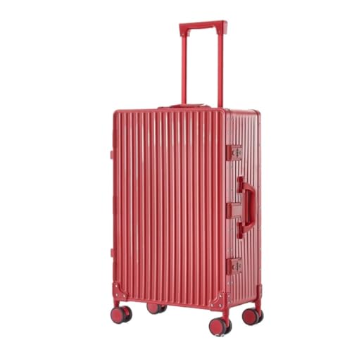 OZWYCY Rollkoffer Modischer Aluminiumrahmen-Koffer for Herren, geräuschloser Universal-Rollen-Trolley, Boarding-Koffer for Damen Reisekoffer(Red) von OZWYCY