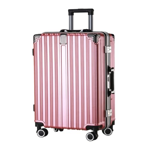 OZWYCY Rollkoffer Modisches Trolley-Gepäck mit Aluminiumrahmen for Damen, Kratzfest, wiederaufladbar, Handgepäck for Herren Reisekoffer(Pink) von OZWYCY