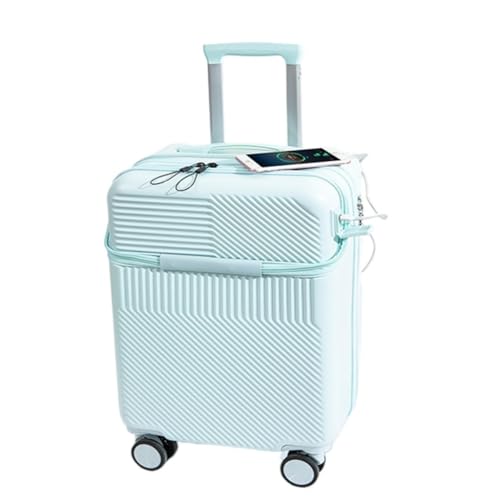 OZWYCY Rollkoffer Multifunktionaler 20-Zoll-Boarding-Koffer mit Frontöffnung, Kleiner Leichter Trolley-Koffer, 24-Zoll-Koffer Reisekoffer(Blue,20in) von OZWYCY