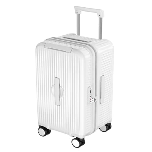 OZWYCY Rollkoffer Multifunktionaler PC 30-Zoll-Koffer 26-Zoll-Trolley-Koffer for Herren Und Damen Mit Reißverschluss-Koffer, Passwortbox Reisekoffer(White,22in) von OZWYCY