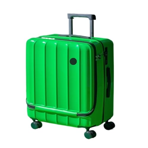 OZWYCY Rollkoffer Neuer Koffer mit Frontöffnung, Trolley-Koffer, 18-Zoll-Boarding-Koffer, Studentenkoffer for Männer und Frauen, Schließfach Reisekoffer(Green,18in) von OZWYCY