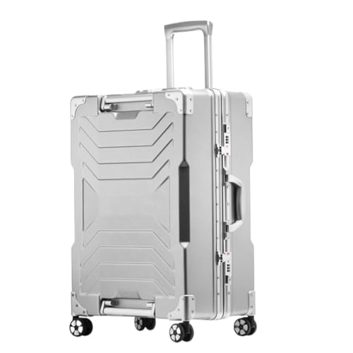 OZWYCY Rollkoffer Robuster Und Verdickter -Koffer, Passwort-Koffer for Herren, Trolley-Koffer Mit Flugzeugrad for Damen Reisekoffer(Silver,A) von OZWYCY