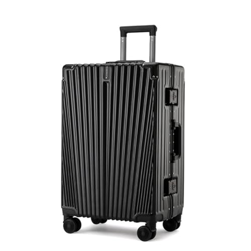 OZWYCY Rollkoffer Trolley, verschleißfester und wasserdichter Koffer, Aluminiumrahmen, Trocken- und Nasstrennung, Passwort-Schließbox Reisekoffer(Black) von OZWYCY