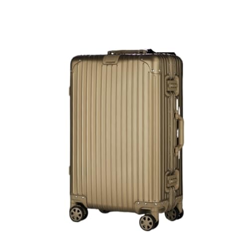 OZWYCY Rollkoffer Trolley-Koffer Aus Vollaluminium-Magnesiumlegierung, Geräuschloser Koffer Mit Drehbarem Rad, Robuster Und Langlebiger Passwort-Koffer Reisekoffer(Gold,22in) von OZWYCY