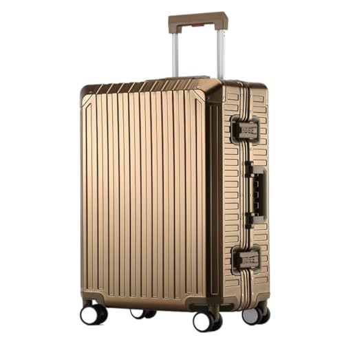 OZWYCY Rollkoffer Trolley-Koffer aus Aluminium-Magnesium-Legierung, drehbarer Reisekoffer, Passwort-Koffer for Männer und Frauen Reisekoffer(Gold) von OZWYCY