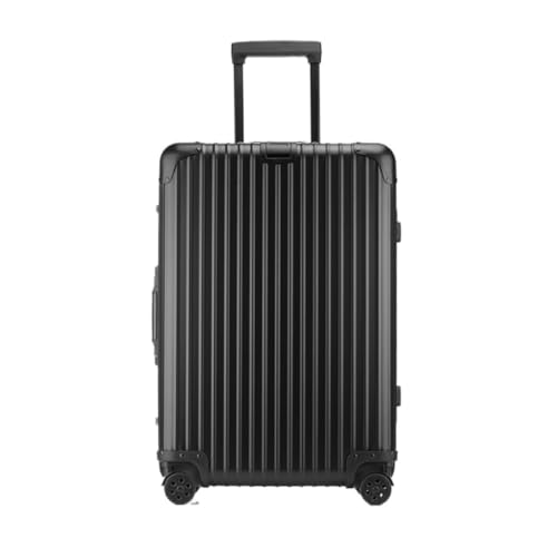 OZWYCY Rollkoffer Vollaluminium-Magnesiumlegierungs-Trolley-Koffer, Metallkoffer, Universal-Rad-Boarding-Koffer, 24-Zoll-Koffer Reisekoffer(Schwarz,30cm) von OZWYCY