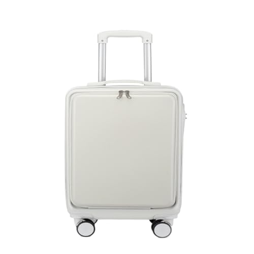 OZWYCY Rollkoffer Von Vorne Zu Öffnender Boarding-Koffer for Damen, 24-Zoll-Passwort-Reisekoffer, Universal-Rad-Trolley-Koffer Reisekoffer(White,22) von OZWYCY